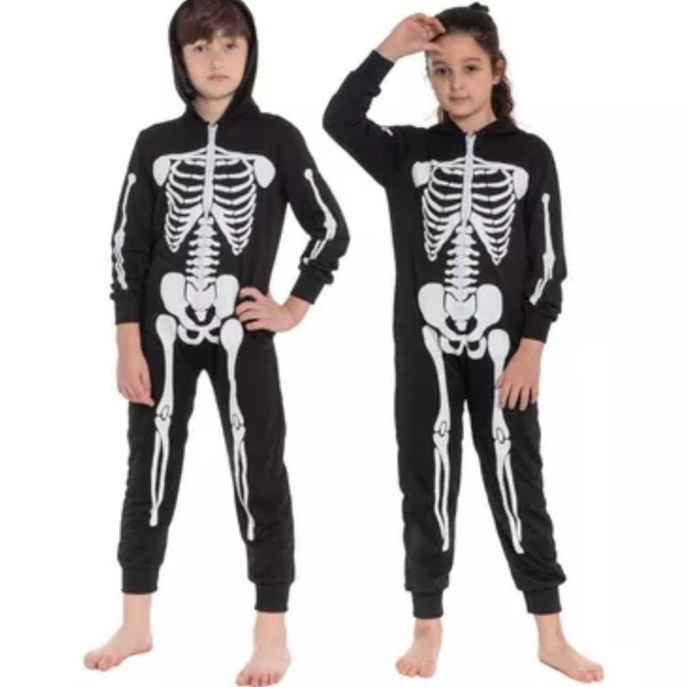 Kids' Skeleton Hooded Onesie size XL/14-16